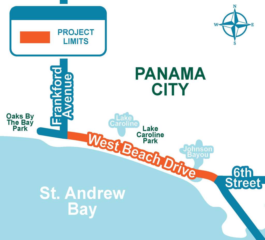 Graphic showing the part of Beach Drive under consideration for a shared-use path.